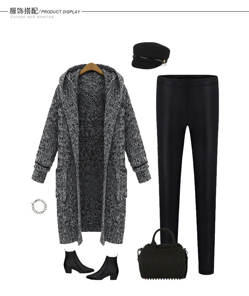 

Jane Deiune 2020 New Winter Women Large Size Knitted Cardigan With Hood Loose Sweater Coat Lady Casual Warm Long Thinken Outwear