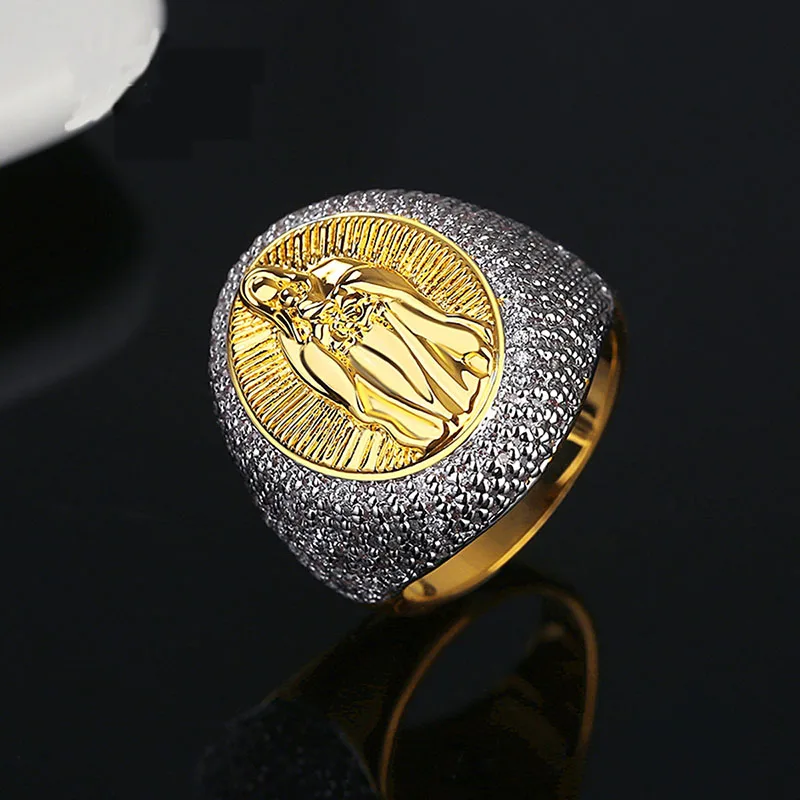 

New Fashion Anillos Mujer Engagement Rings for Women Charm Iced Out Bling Funmode Gold Color Cubic Zirconia Statement Ring