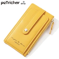 rfid women card holders soft leather coin purse wallets female business credit card wallet ladies double zipper mini clutch bags