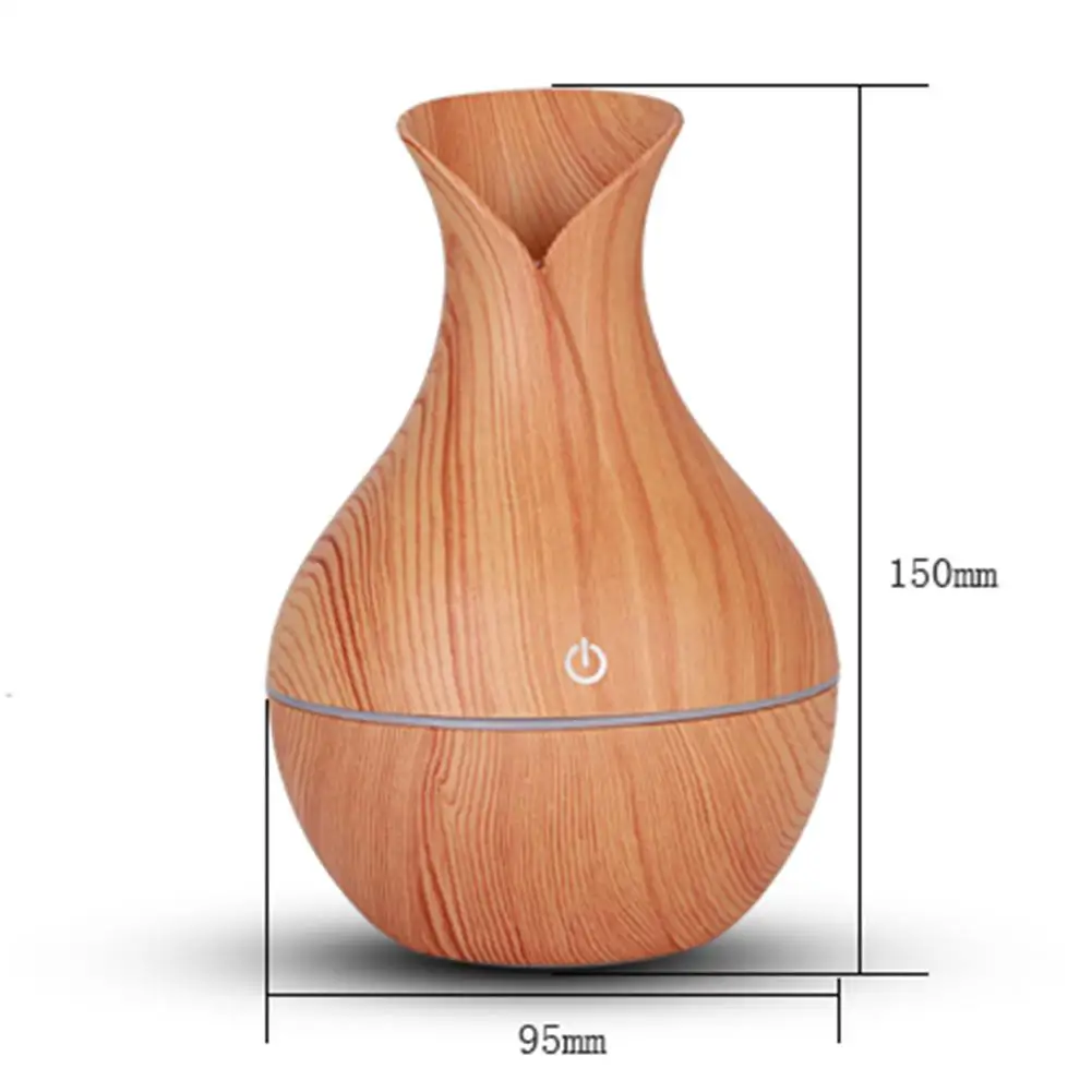 

130ml Humidifier Essential Aroma Oil Diffuser Ultrasonic Wood Grain Air Humidifier USB Rechargeable Mini Mist Maker LED Light