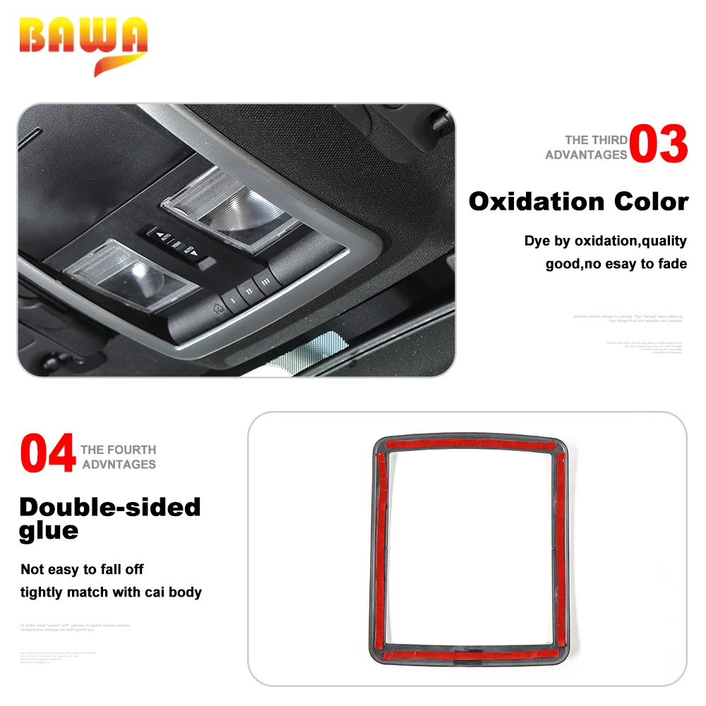 

BAWA ABS Front Reading Light Lamp Frame Decor Cover Stickers For Dodge Challenger 2010+ Car Interior Mouldings Accessories