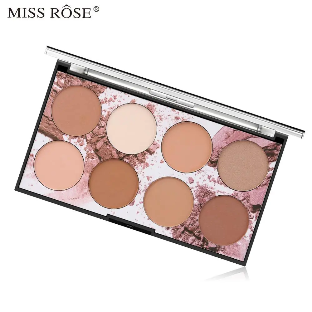Miss Rose, 8 цветов, компактная пудра, палитра, набор, Стойкий матовый макияж для лица, тональный крем, контур, консилер для щек, пудра, макияж