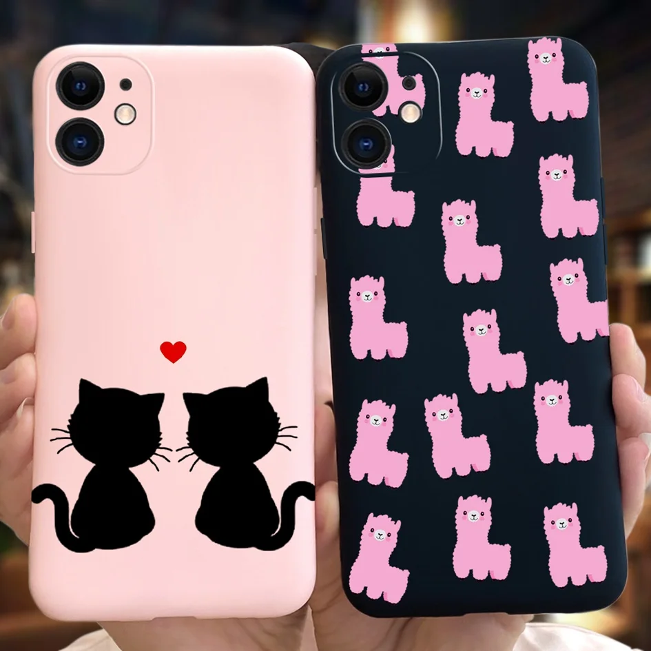 

Cute Alpaca Pattern Phone Case For iPhone 11 Pro Max Cover 2019 Candy Color Soft Cover For iPhone 13 Pro Max Mini TPU Funda 2021