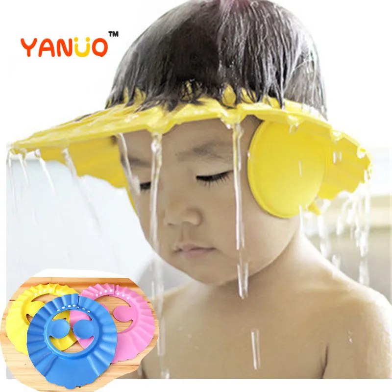 

YANUO Fashion BABY Kids Shower Cap Child Shampoo Cap Baby Bathing Cap Adjustable Baby Shampoo Cap Baby Products Kids Bath Visor