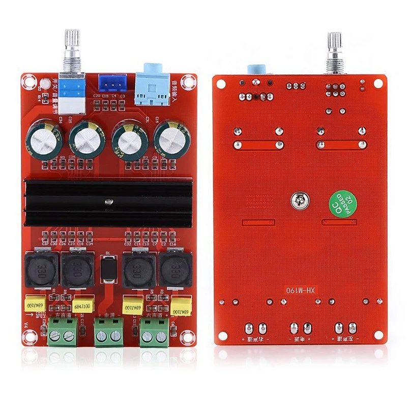 

Power Amplifier Board High Power 2X 100W DC12-24V Dual Channel Digital Amplifier Audio Board Stereo Amp XH-M190