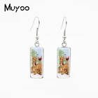 2021 Новые Зимние Животные дикой природы олень Сика олени картины ландшафта ручная работа Прямоугольный Стеклянный кабошон рыба крючок серьги