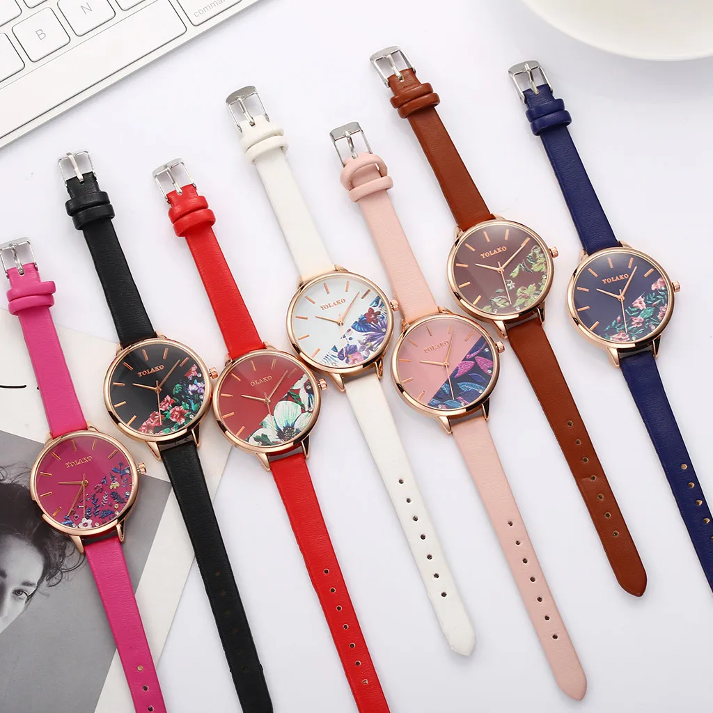 

Women's watch trend fashion high-quality creative flower group ah dial quartz diamond alloy high-quality belt watch gift 05*