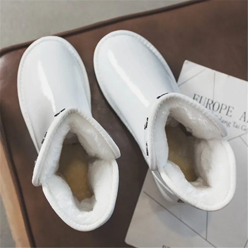 Новые брендовые зимние ботинки из лакированной кожи женская обувь модные