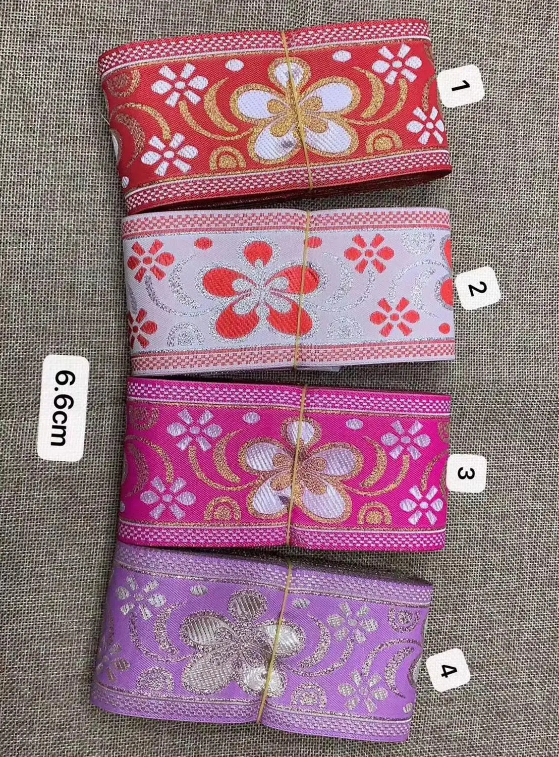 

6.6cm nation style metallic and nylon yarn jacquard ribbon,XERY191203F