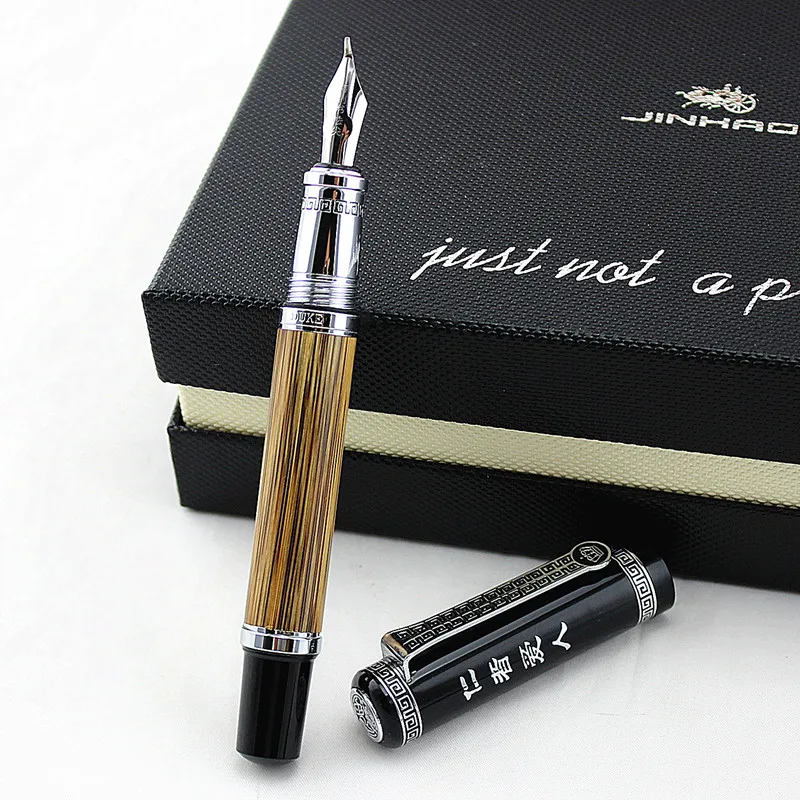 Duke Classic Confucius Натуральный Бамбуковый металлический рельефный узор авторучка иридиевая средняя NIB 0,7 мм/1,2 мм чернильная ручка для офиса подарок - Цвет: 1.2MM