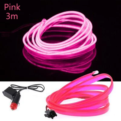 Pink-3m Автомобильная светодиодная лента, Декоративная гирлянда, провод, веревка, Трубная линия, неоновый светильник для Volkswagen POLO Golf 5 6 7 Passat B5 B6 Bora MK5 MK6 Tiguan - Название цвета: Pink-3m