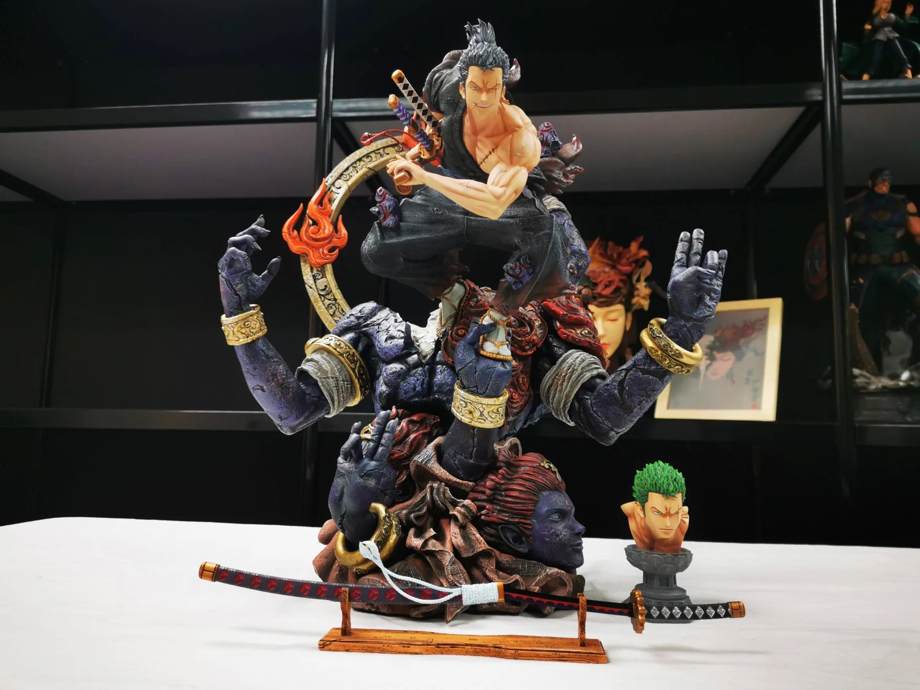 Аниме большой размер 52 см один кусок ророноа Зоро экшн-фигурка Луффи смола статуя