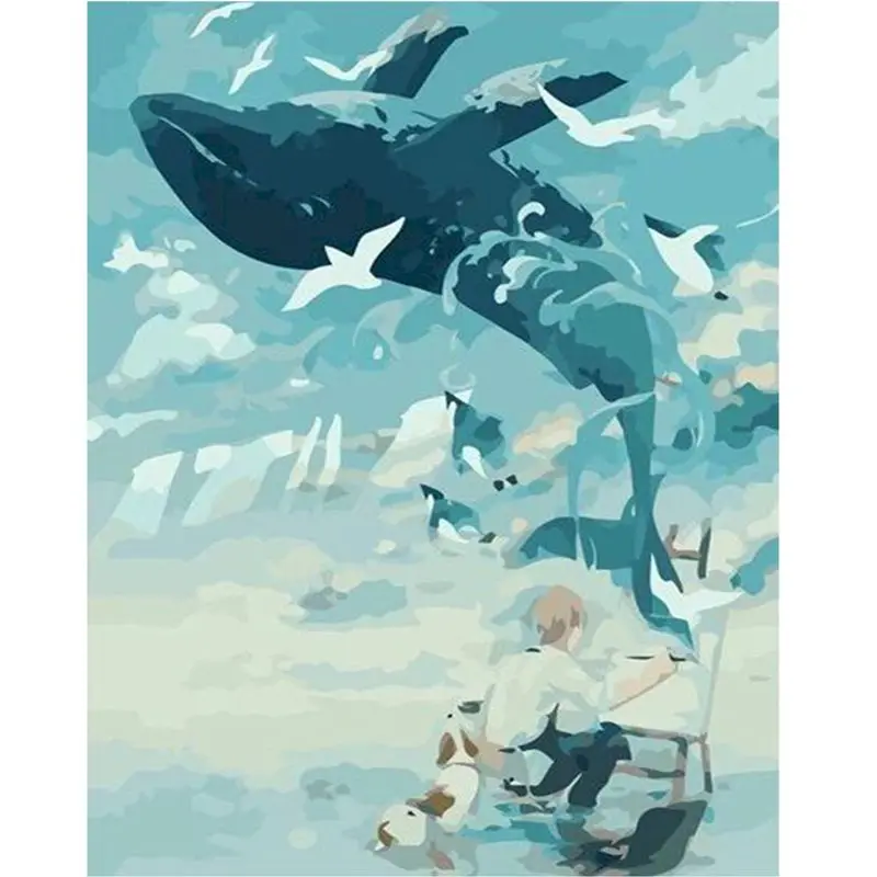 

GATYZTORY Whale Animal Painting By Numbers HandPainted Unique Gift For Kids 40x50cm Frame Home Decoration Oil Picture By Number