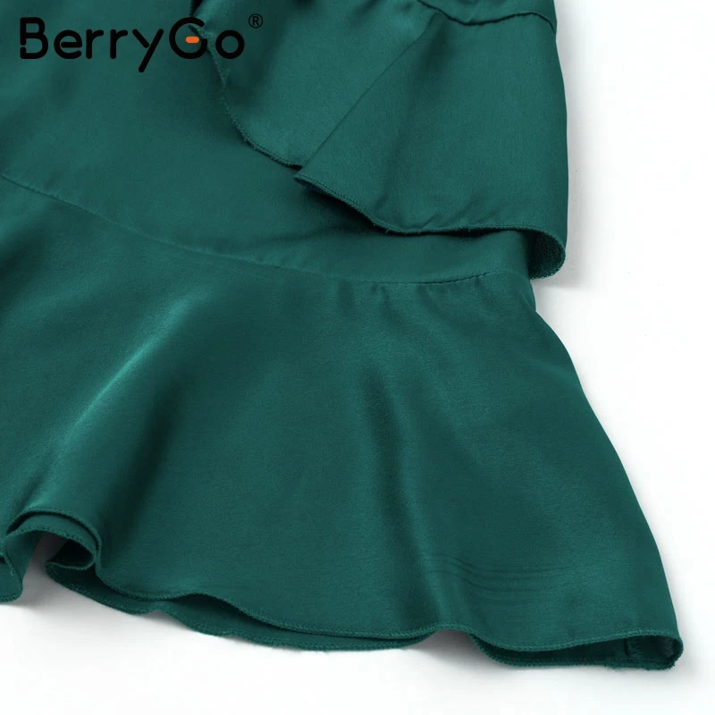 BerryGo уличная одежда сексуальное мини-платье с v-образным вырезом шифоновое