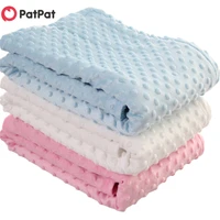 patpat patpat 2020 new arrival dotted fleece lining baby blanket swaddling newborn soft bedding for baby
