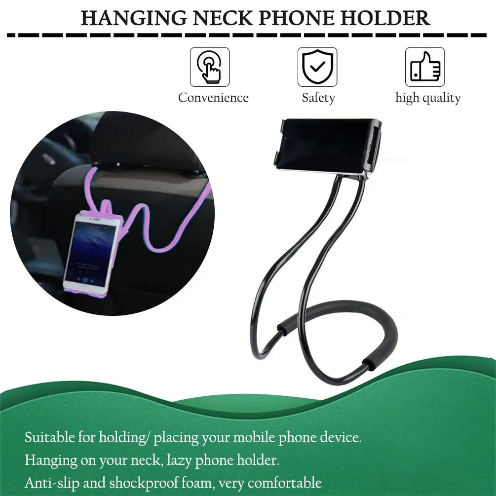 mobile phone holder hanging neck lazy cellphone mount accessories adjustable 360 degree phones holder stand for iphone huawei free global shipping