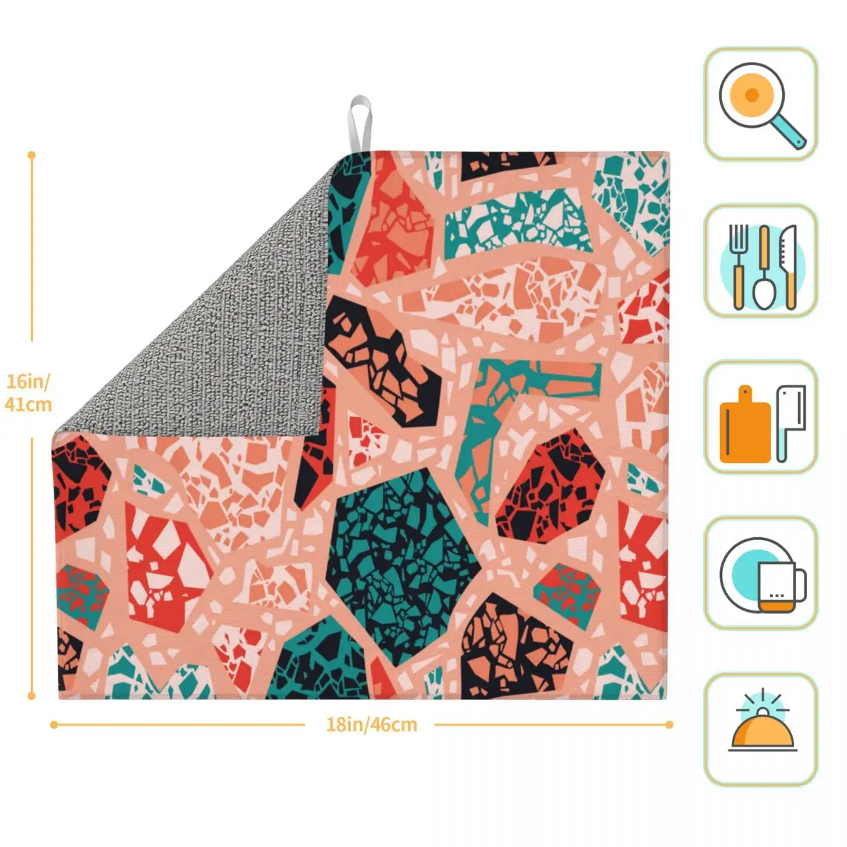 Кухонный коврик для сушки посуды цветной моющийся впитывающий слив 16 х18 дюймов |