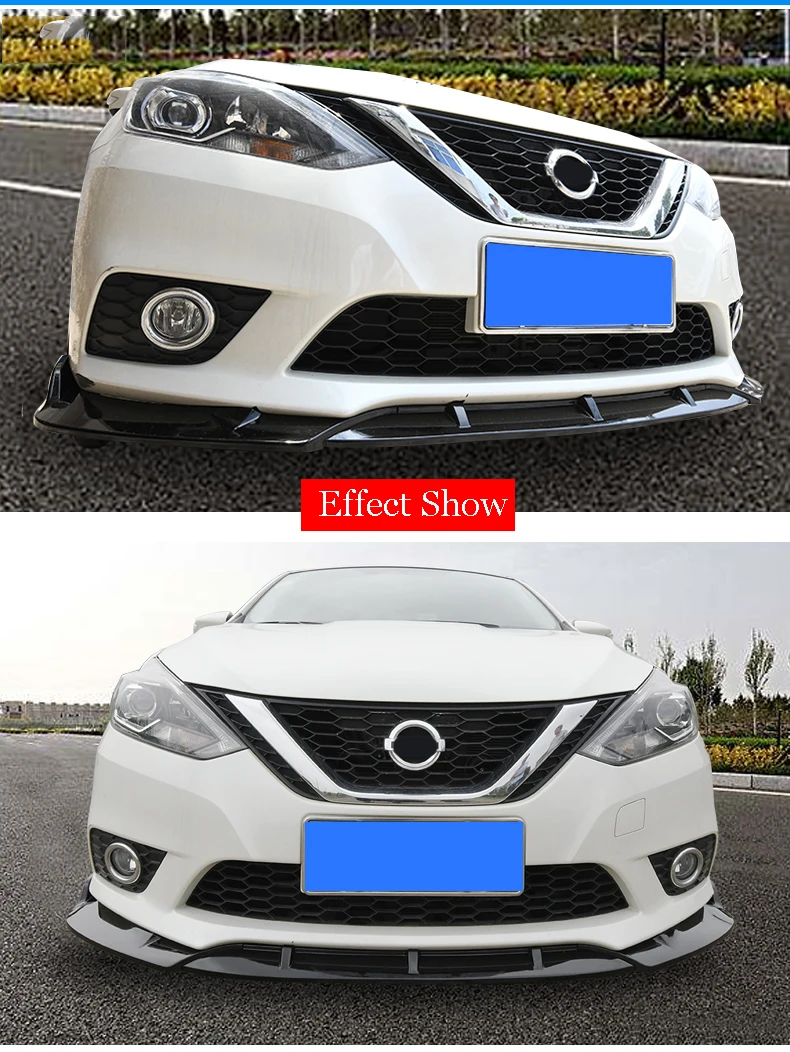 For Nissan- Sentra SYLPHY Front Bumper Sport Style Lip Lower Grille Diffuser Protector Spoiler Body Kit Cover Trim