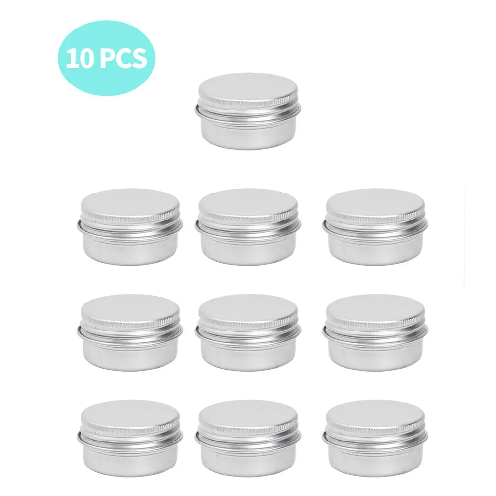 

10Pcs/Set Threaded Aluminum Can Round Box Empty Cosmetic Jar Pot Container Nail Art Balm Cream Jar Cosmetic Jar