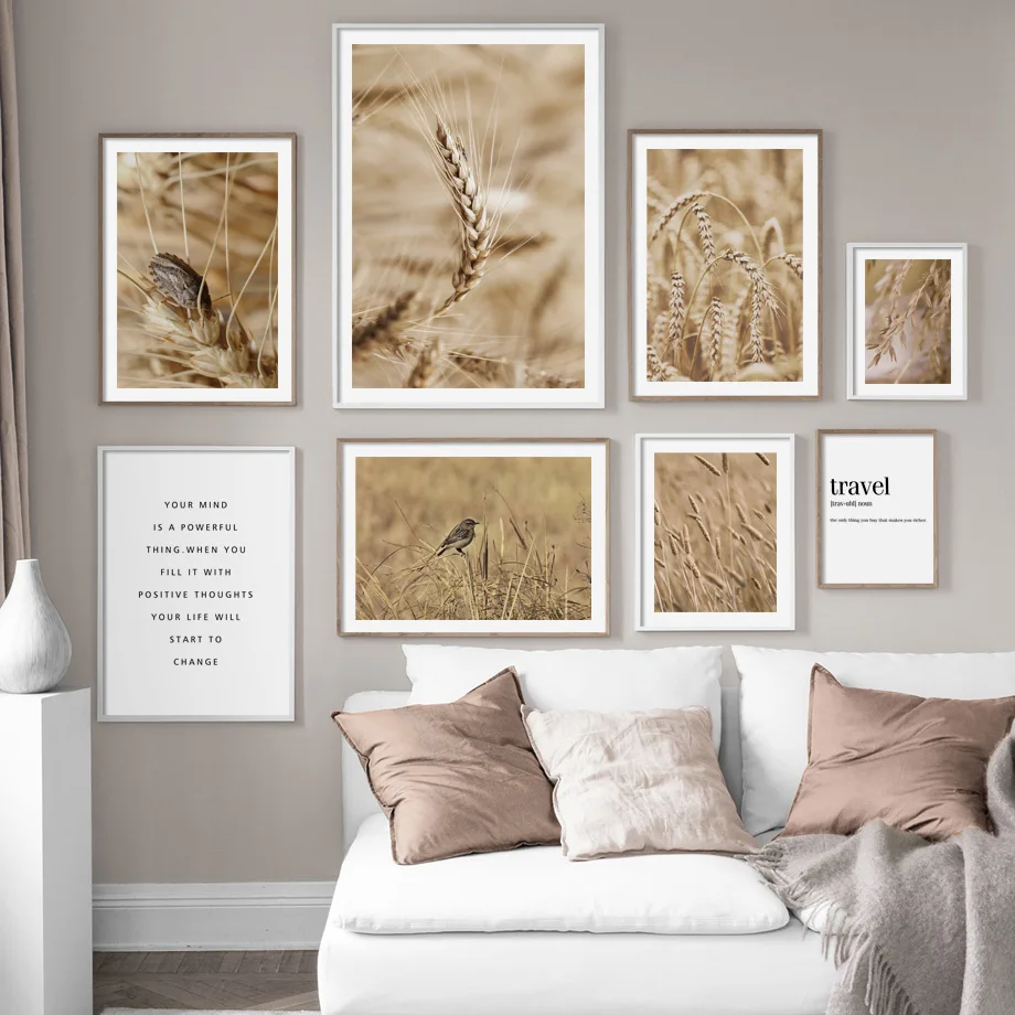 

Bird Wheat Travel Quotes Autumn Landscape Wall Art Canvas Painting Nordic Posters And Prints Wall Pictures For Living Room Decor