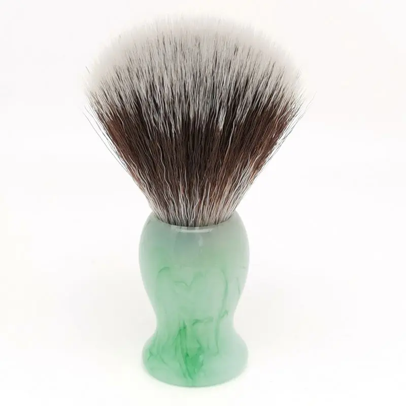 Synthetic Shaving Brush of Emerald Green Pattern Resin Handle Perfect for Wet Shave Razor