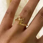 Персонализированные пользовательские золотые серебряные цвета из нержавеющей стали двойное имя кольца для женщин пары именные кольца именная табличка ювелирные изделия 2020 Новинка