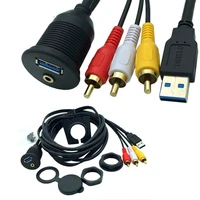 usb 3 0 male to usb3 0 3 5mm female aux rca mount flush extension cable for car boat motorcycle dashboard