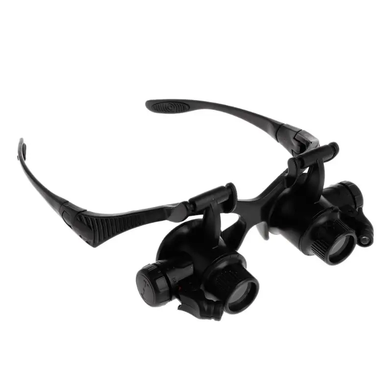 

Headband Repair Magnifier With LED Light Dual Eye Jewelry Magnifying Glasses 10X 15X 20X 25X