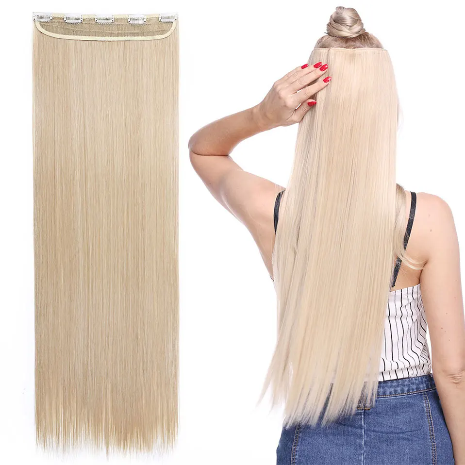 

S-noilite long Clip in One Piece Hair Extensions black brown blonde 5 Clips in Hair Extension Synthetic Natural hair Hairpiece