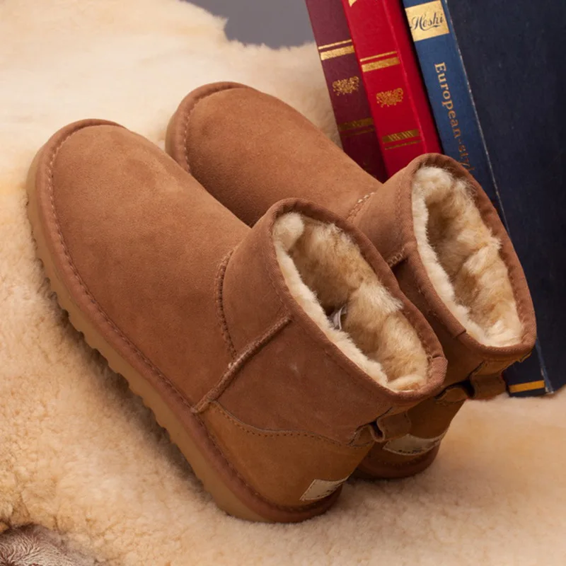 Dumoo/зимние ботинки из натуральной кожи с овечьим мехом женские в австралийском