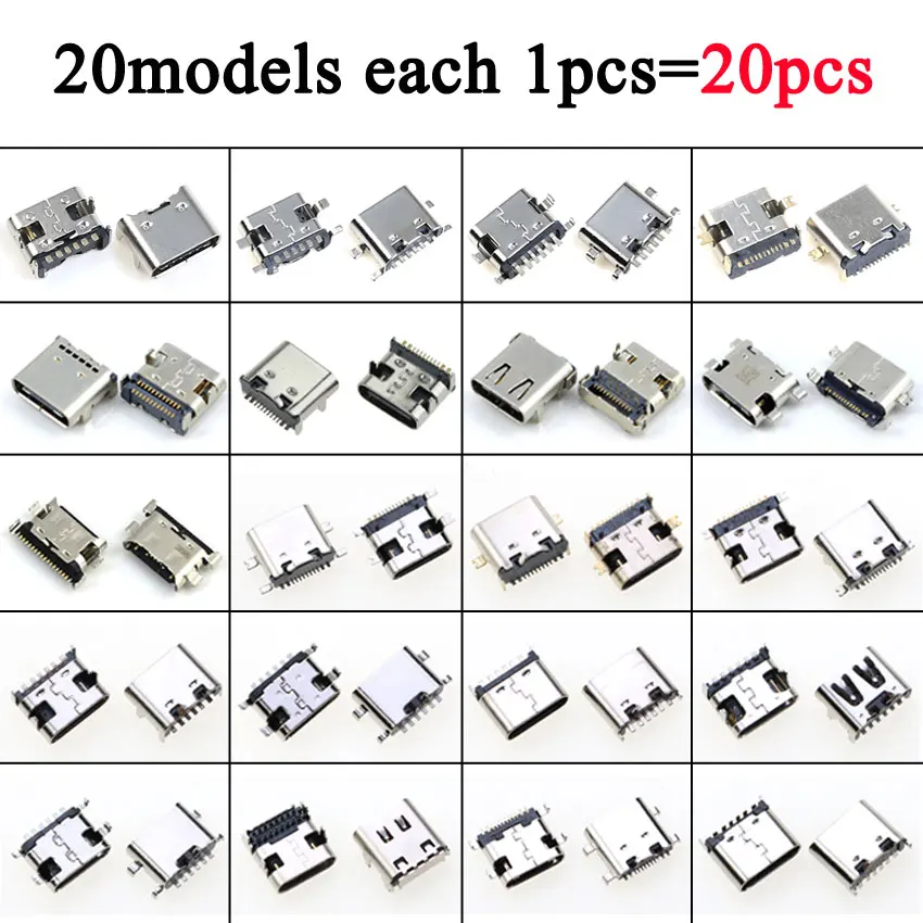 

Cltgxdd 20 шт. USB Type C разъем для подключения док-станции штекер Type-C гнездовой разъем для JBL Lenovo Xiaomi Huawei Samsung Sony