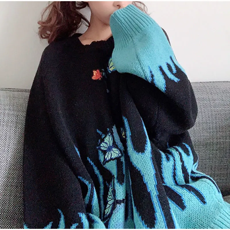 Свитер женский трикотажный контрастных цветов с рукавом летучая мышь | Женская