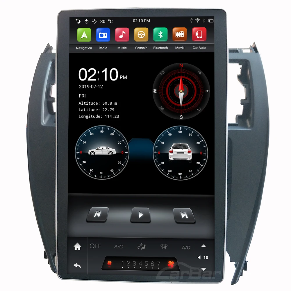 Carbar 12," Tesla стиль вращения ips экран Android 8,1 автомобильный DVD gps плеер для Toyota Camry США и средний восток версия 2012