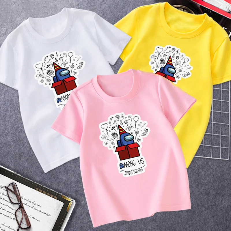 

Among Us New Cartoon Graphic Short Sleeve Top Fashion Cute Cotton Quality Good Boys And Girls Suitable T-Shirt 4 To 14 Years Old