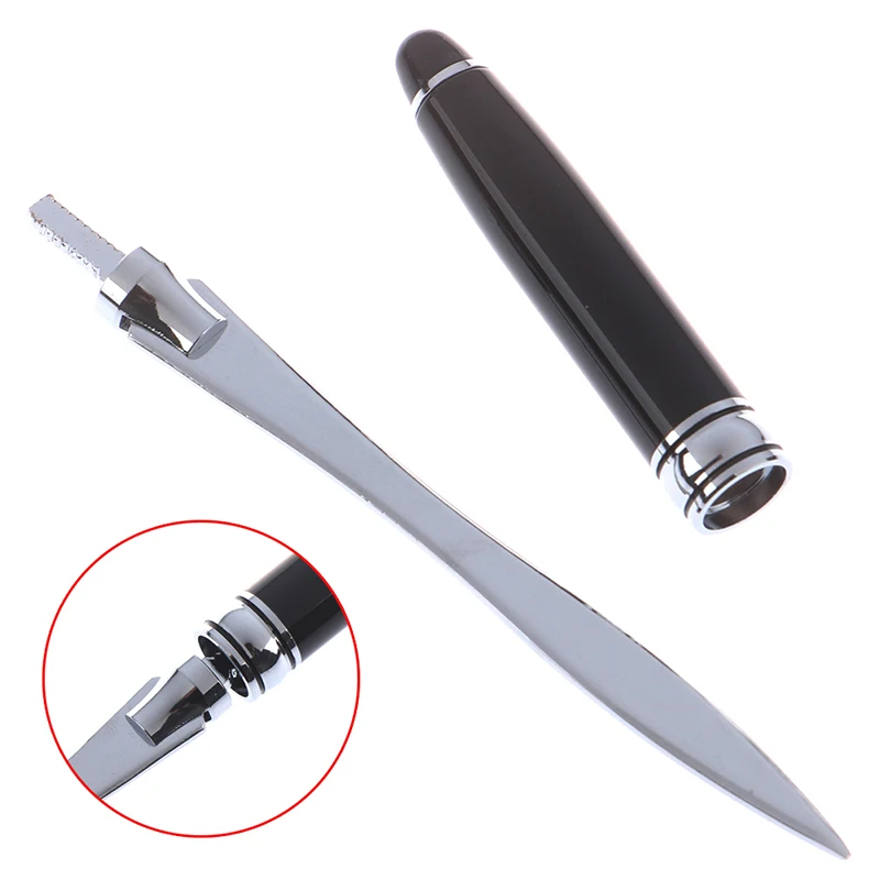 

Portable Stainless Steel Letter Opener Full Black Handle Fast Letter Opening Tool Parts Easy To Use