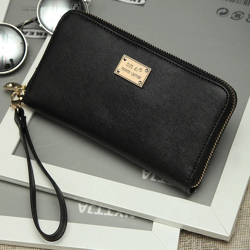 

LILY QUEEN Women Fashion Short Long Solid PU Zipper Money Bag Coin Holder Metal Lock