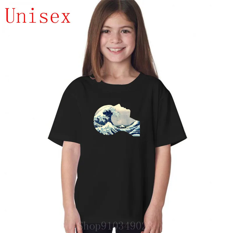 

Голубая волна Hokusai, летняя новая дизайнерская продукция с надписью Great Wave in My Head, особенная детская футболка для мальчиков, детская одежда дл...