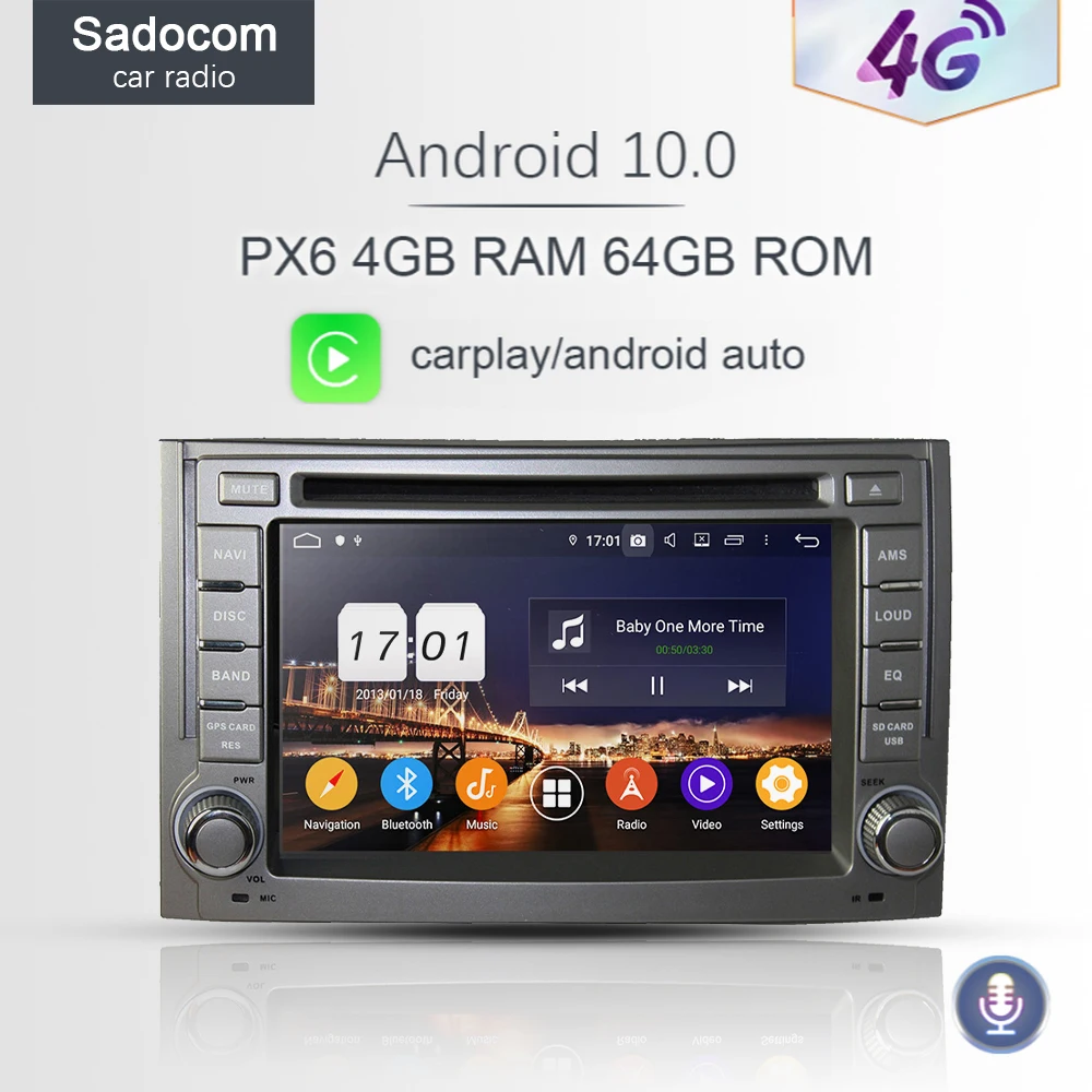 Автомобильный DVD плеер PX6 DSP IPS 2 din Android 10 0 8 ядер 64 ГБ + 4G GPS Glonass Navi Авторадио