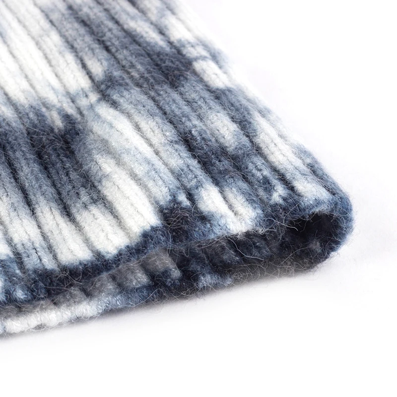 

Geebro Unisex Autumn Winter Tie-Dye Ribbed Knitted Hat Fashion Warm Soft Men Women Colorful Style Elastic Beanie Cap