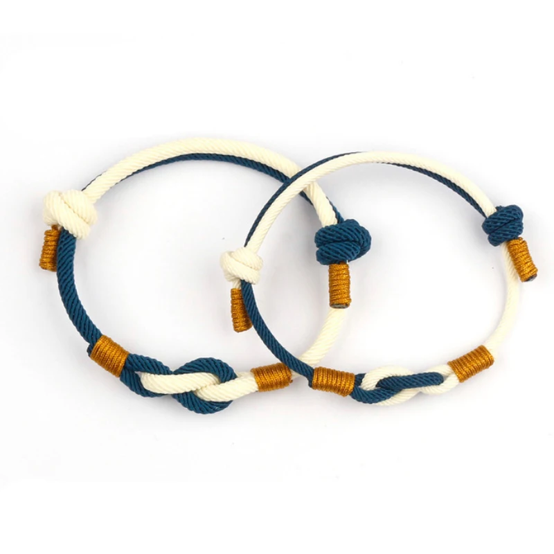 

2Pcs Handmade Couple's Rope Lucky Bracelets Men Women Blue Red Braided Knots Bracelet Bangles Ethnic Jewelry Valentine'Day Gifts