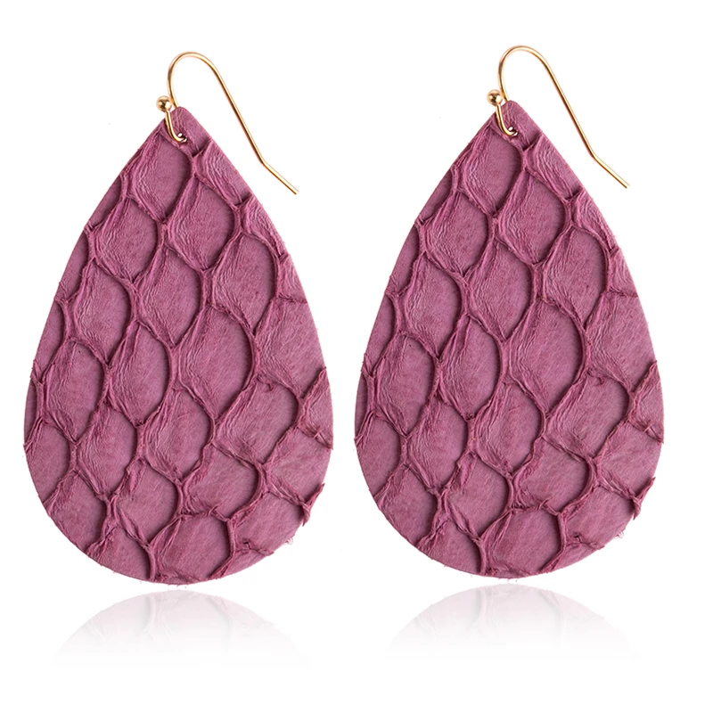 Женские кожаные серьги M & G с узором в виде рыбьей кожи текстурированные Простые