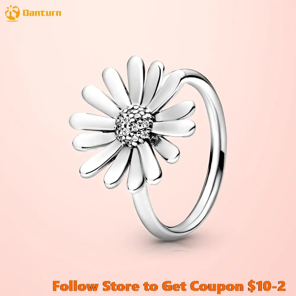 

2020 New 925 Sterling Silver Pave Daisy Flower Statement Ring Sparkling Rings for Women Engagement Jewelry Anniversary