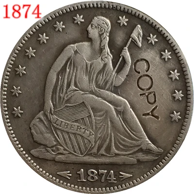 

USA 1874 P,CC,S SEATED LIBERTY HALF DOLLAR COPY COINS