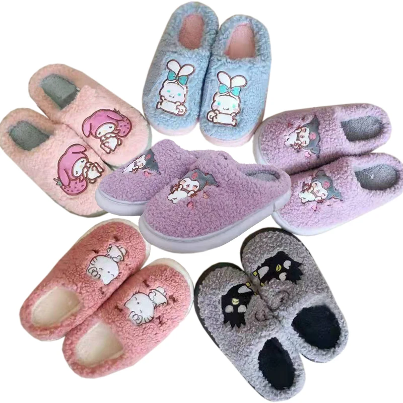 

Тапочки Hello KT sanrioed Kawaii Kulomi зимние хлопковые теплые, 27 см