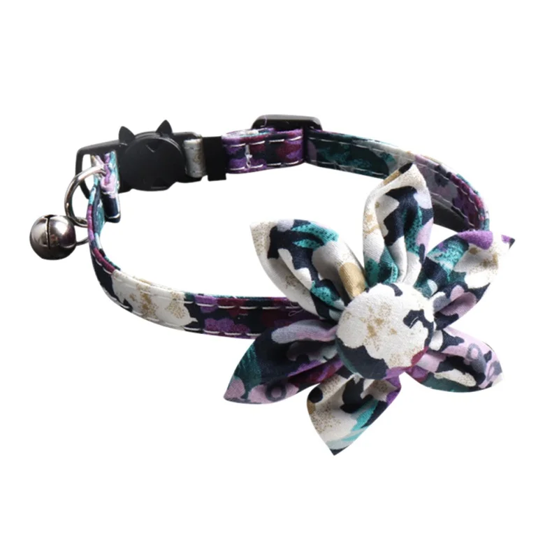 

New Pet Cute Floral Button Sun Flower Bell Cat Collar Party Decoration Photo Props Pet Supplies Cat Accessories