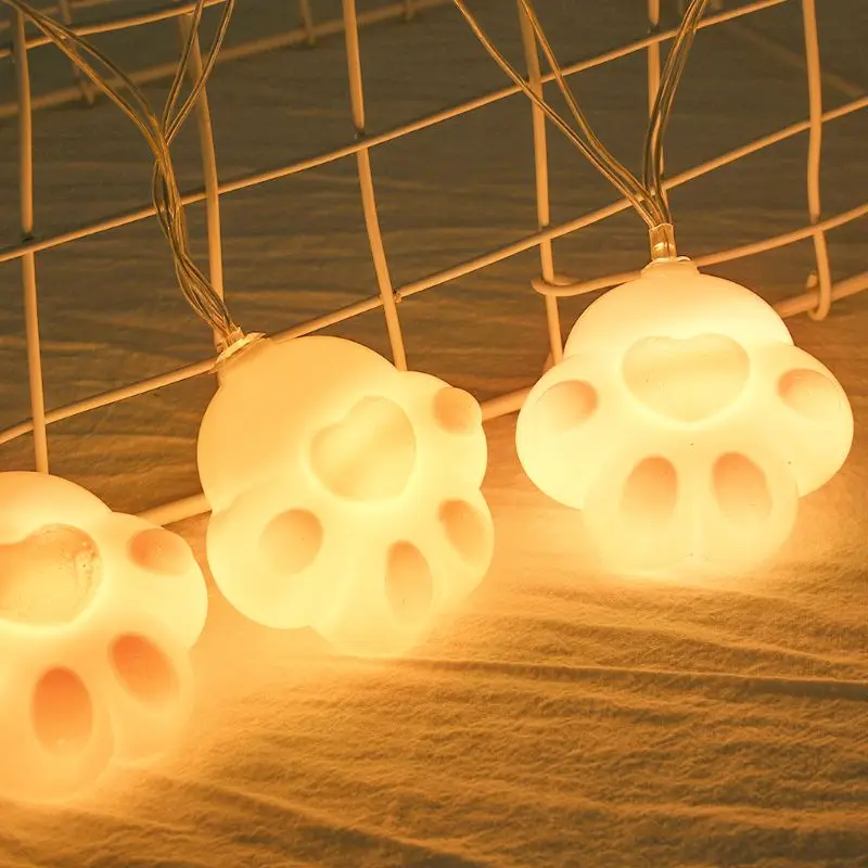 

10 Pieces Cute Cat Claw Shaped Decorative LED String Lights Children Room Showcase Home Festival Christmas Wedding Decoration