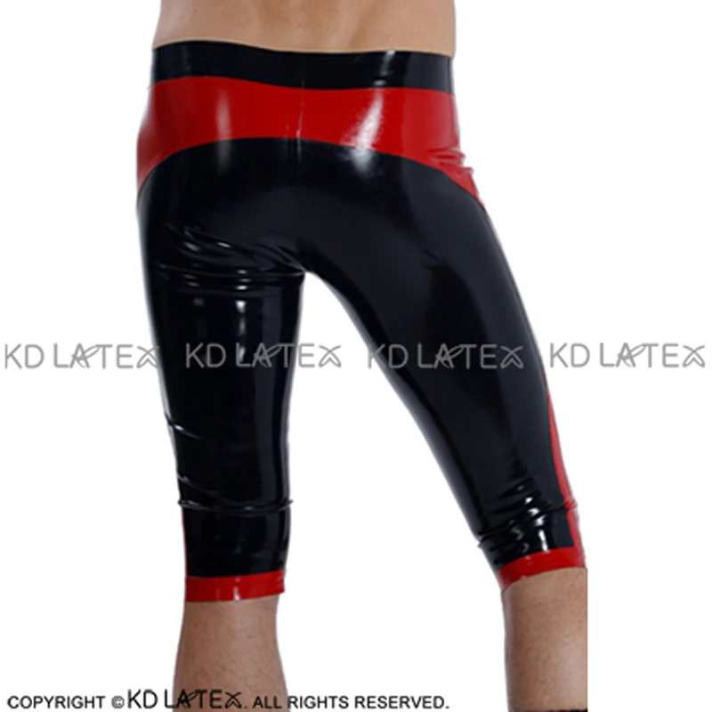 Черные и красные сексуальные длинные латексные шорты боксеры с молнией спереди