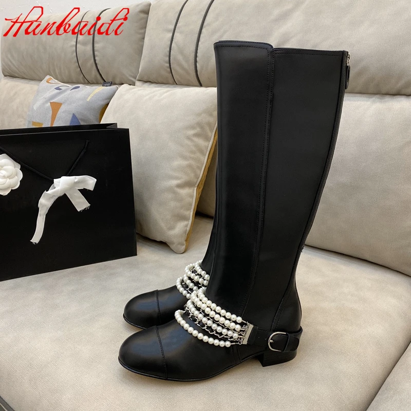 

Women Long Boots Luxury Design Chian Preal Women Knee High Boots Black Genuine leather Women Autumn Winter Combat Long Boots