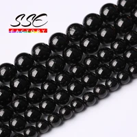 100 natural black tourmaline stone round gemstones bead 15strand 6 8 10 12mm pick size for jewelry making bracelet necklace 5a