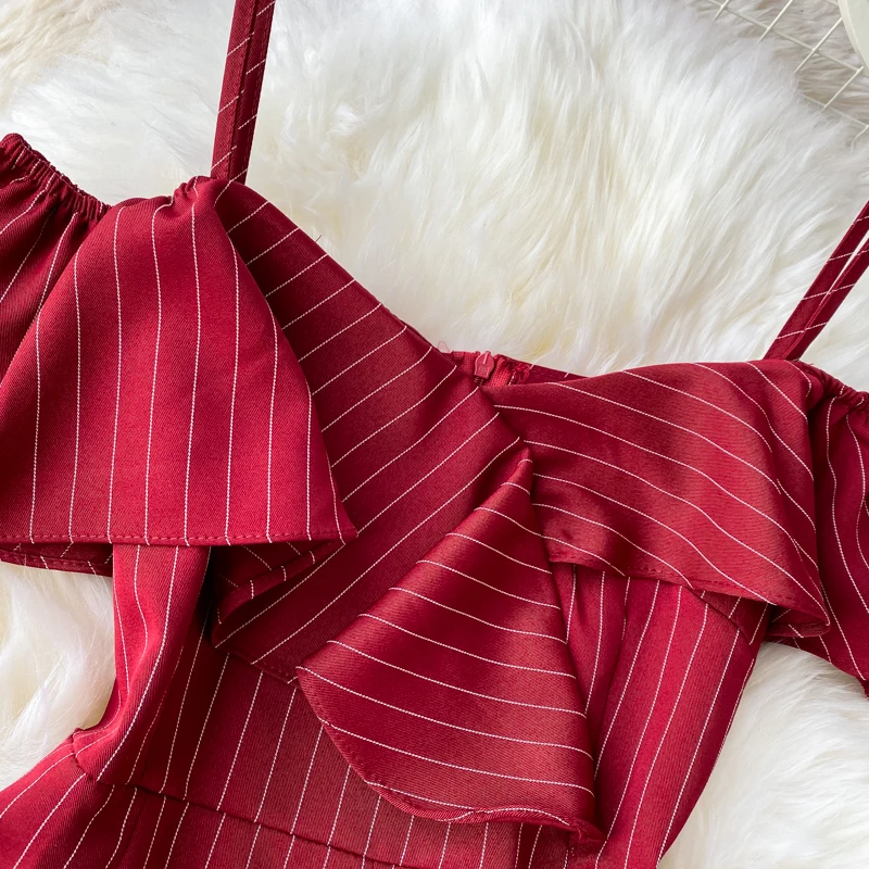 

2020 New Women's Striped Jumpsuits Spring Summer Casual Loose Strapless Sexy High Waist Wide Leg Fashion casual Jumpsuit